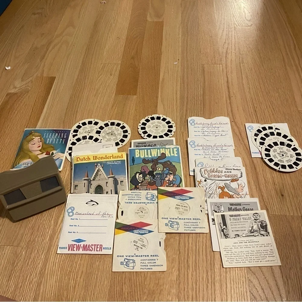 Vintage View Master & Reels Story Books Sleeping Beauty Bullwinkle Pebbles Bam